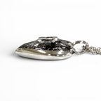 Chanel CC Logo Heart Lace Pendant Silver Black — view 5