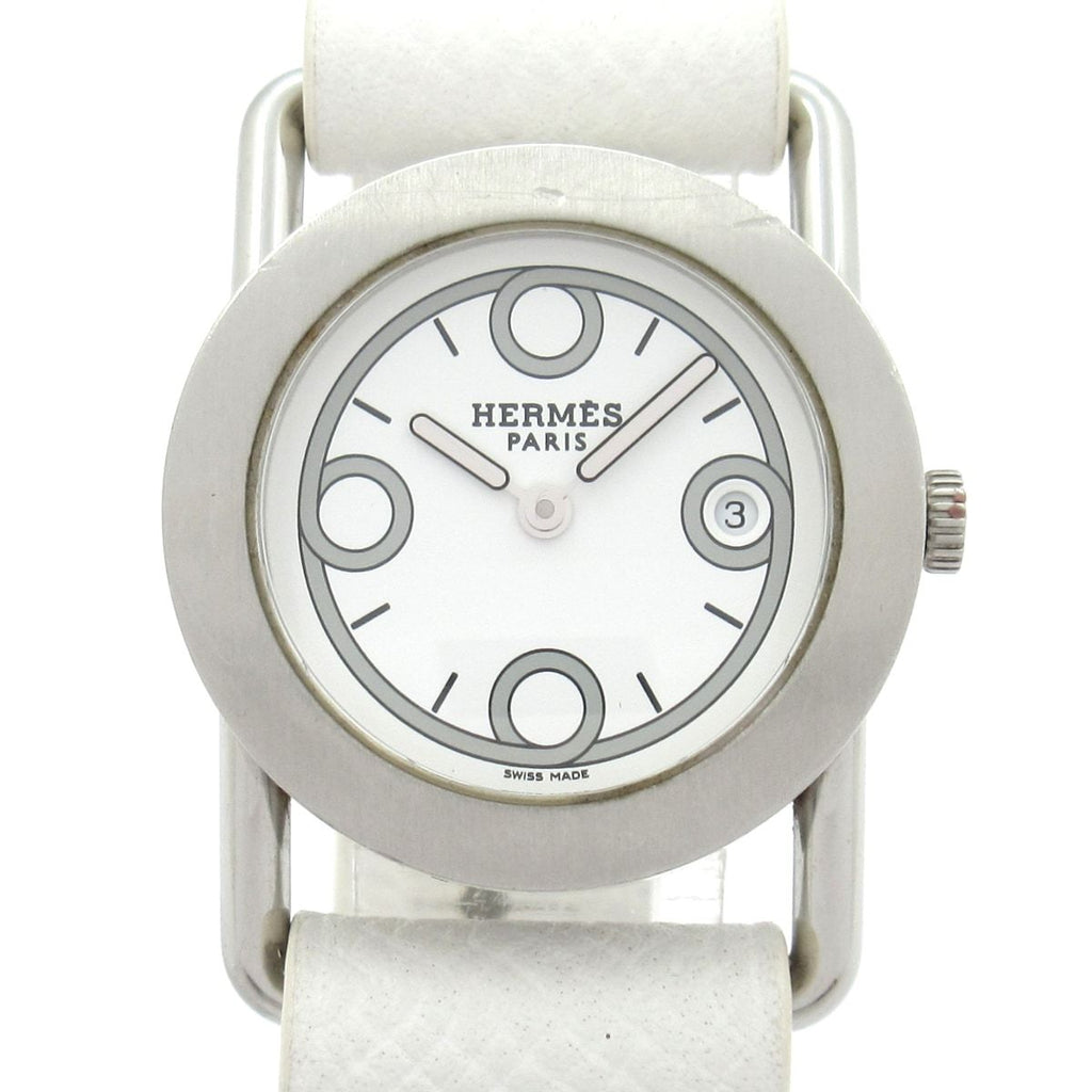 Hermes Watch Mini Barenia Round White