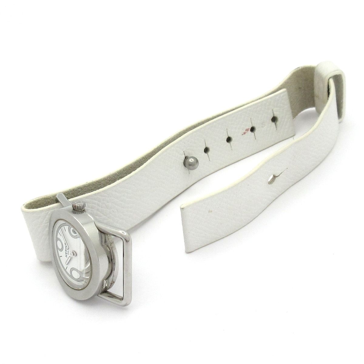 Hermes Watch Mini Barenia Round White — view 8