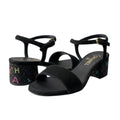 Chanel Kept Suede Sandals Rhinestone Logo 37.5 Black Leather