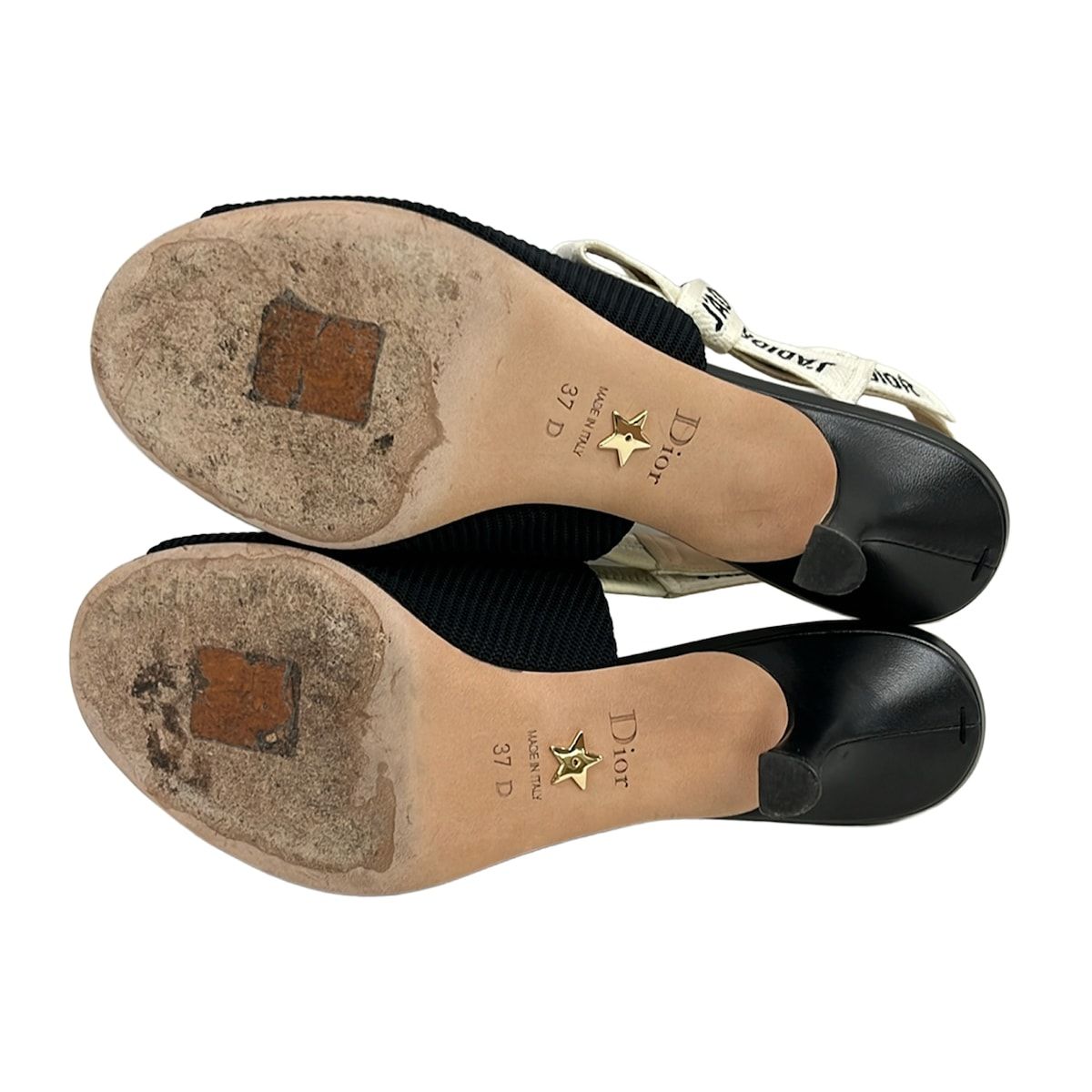 Dior Sandals 37 D Black Ivory Ribbon Open Toe J'adior Leather — view 4