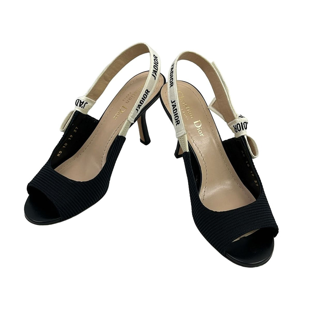 Dior Sandals 37 D Black Ivory Ribbon Open Toe J'adior Leather — view 2