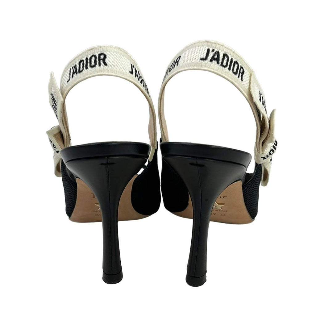 Dior Sandals 37 D Black Ivory Ribbon Open Toe J'adior Leather — view 3