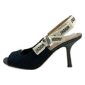 Dior Sandals 37 D Black Ivory Ribbon Open Toe J'adior Leather