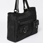 Gucci Abbey GG Nylon Canvas Pocket Tote Bag Black Silver — view 3