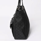 Gucci Abbey GG Nylon Canvas Pocket Tote Bag Black Silver — view 4