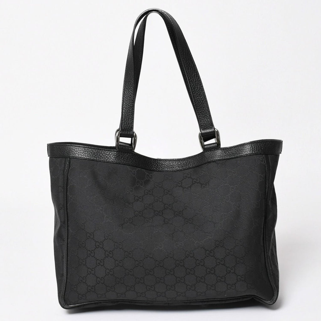 Gucci Abbey GG Nylon Canvas Pocket Tote Bag Black Silver — view 2