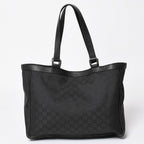 Gucci Abbey GG Nylon Canvas Pocket Tote Bag Black Silver — view 2