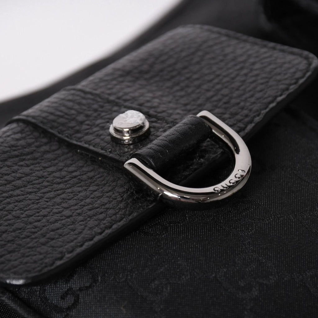 Gucci Hobo Handbag GG Canvas Leather Black Silver — view 7