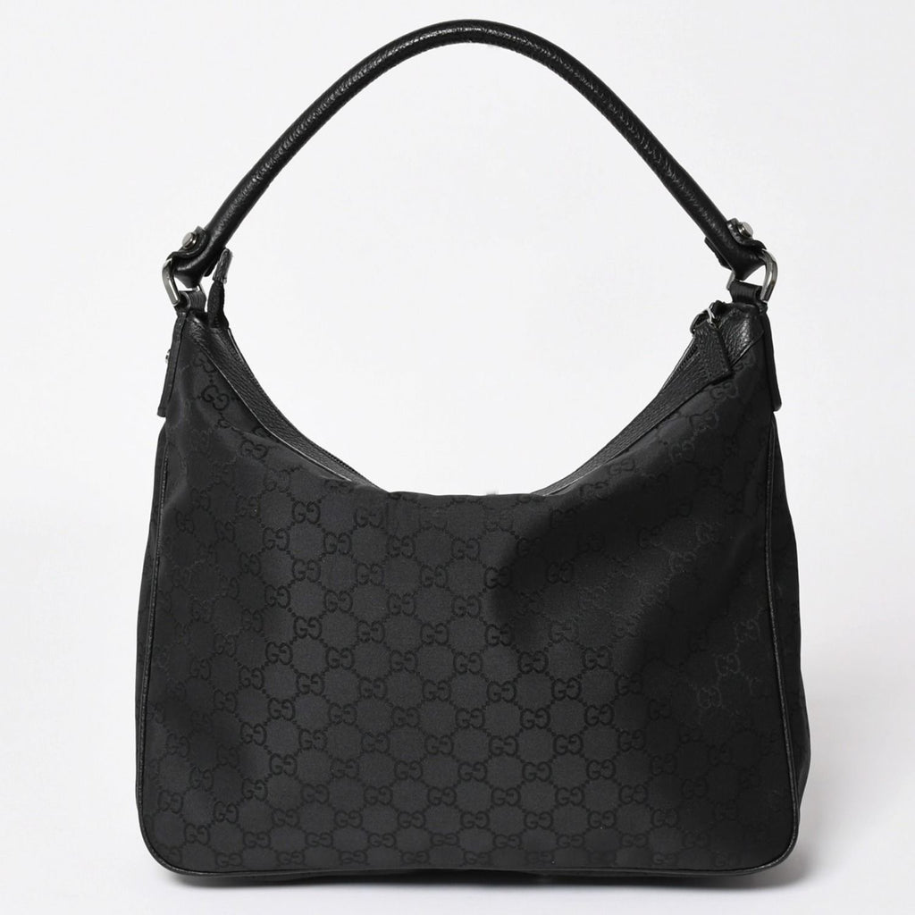 Gucci Hobo Handbag GG Canvas Leather Black Silver — view 2