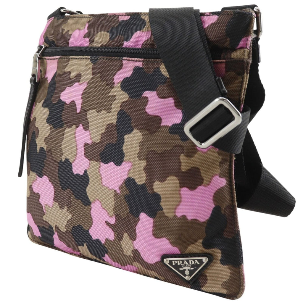 Prada Camouflage Nylon Canvas Brown Pink Shoulder — view 2