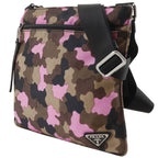 Prada Camouflage Nylon Canvas Brown Pink Shoulder — view 2