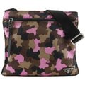 Prada Camouflage Nylon Canvas Brown Pink Shoulder