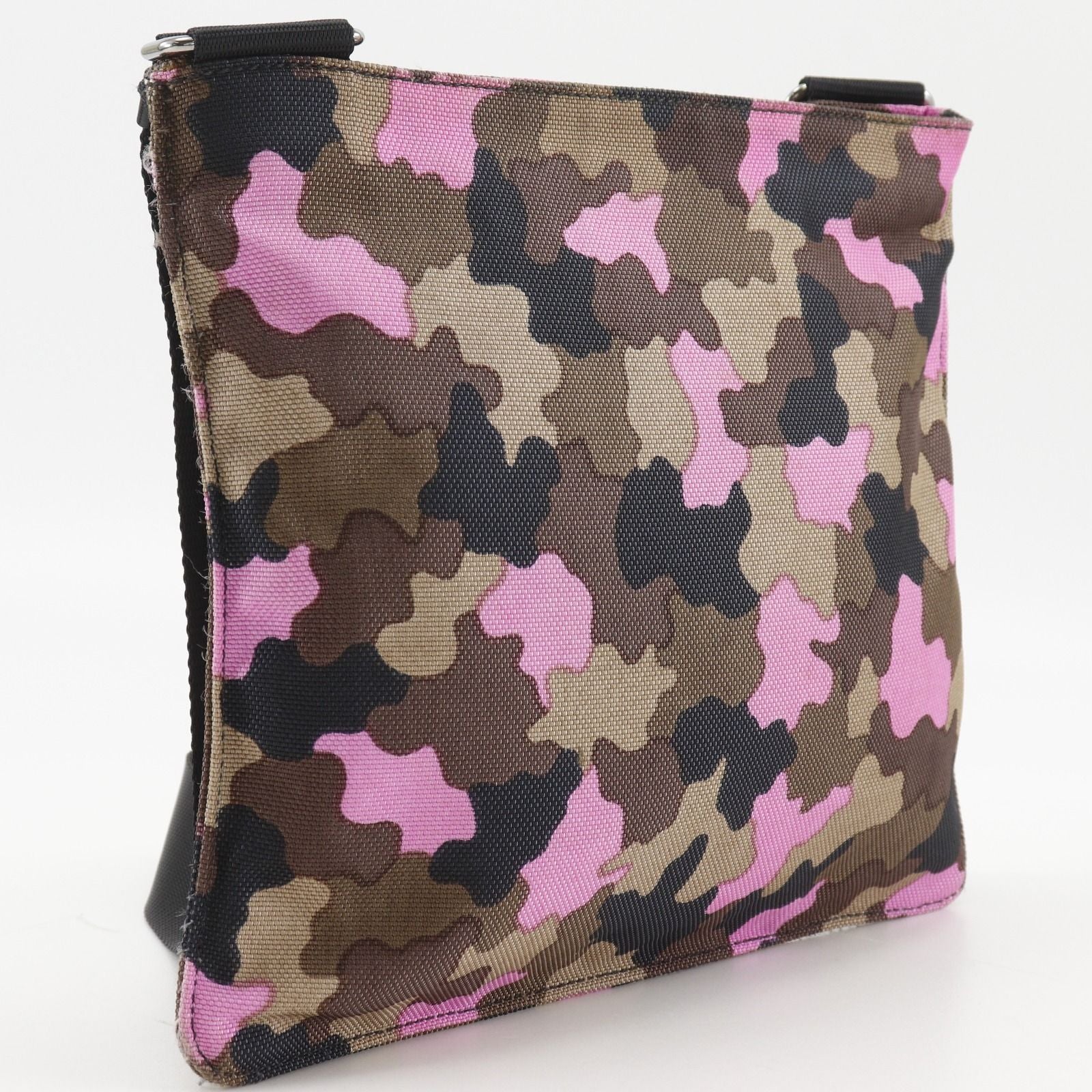 Prada Camouflage Nylon Canvas Brown Pink Shoulder — view 3