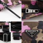 Prada Camouflage Nylon Canvas Brown Pink Shoulder — view 9