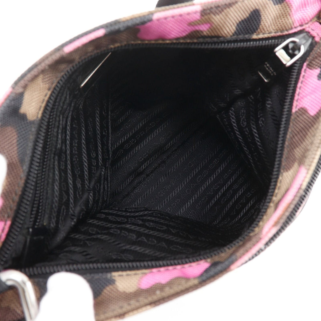 Prada Camouflage Nylon Canvas Brown Pink Shoulder — view 7