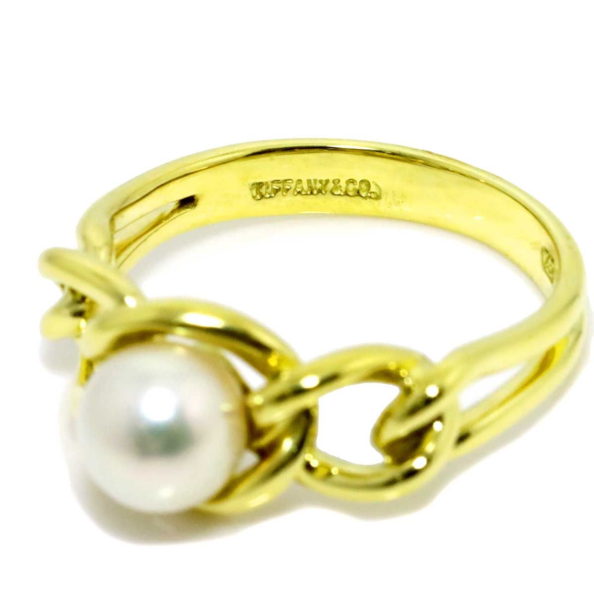 Tiffany & Co Akoya Pearl Ring 18k YG Yellow Gold — view 3
