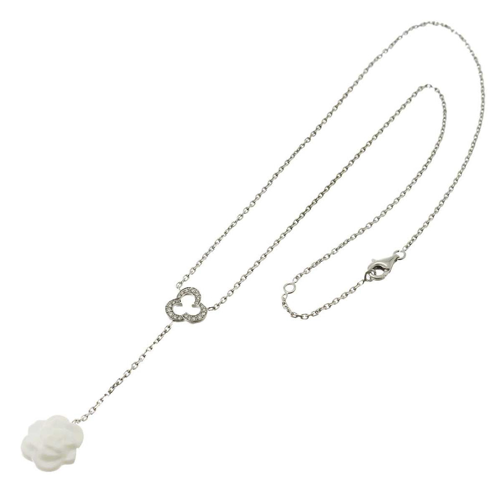 Chanel Camellia Diamond Necklace 41.5 cm 18k WG White Gold 750 Agete Flower — view 2