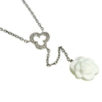 Chanel Camellia Diamond Necklace 41.5 cm 18k WG White Gold 750 Agete Flower — view 3