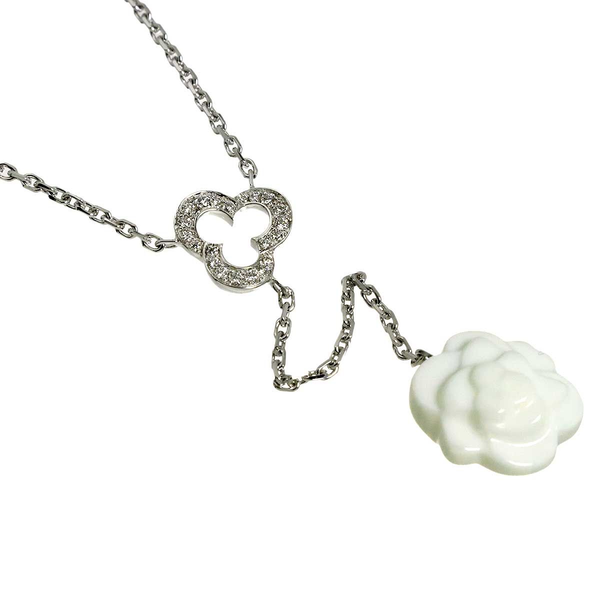 Chanel Camellia Diamond Necklace 41.5 cm 18k WG White Gold 750 Agete Flower — view 3