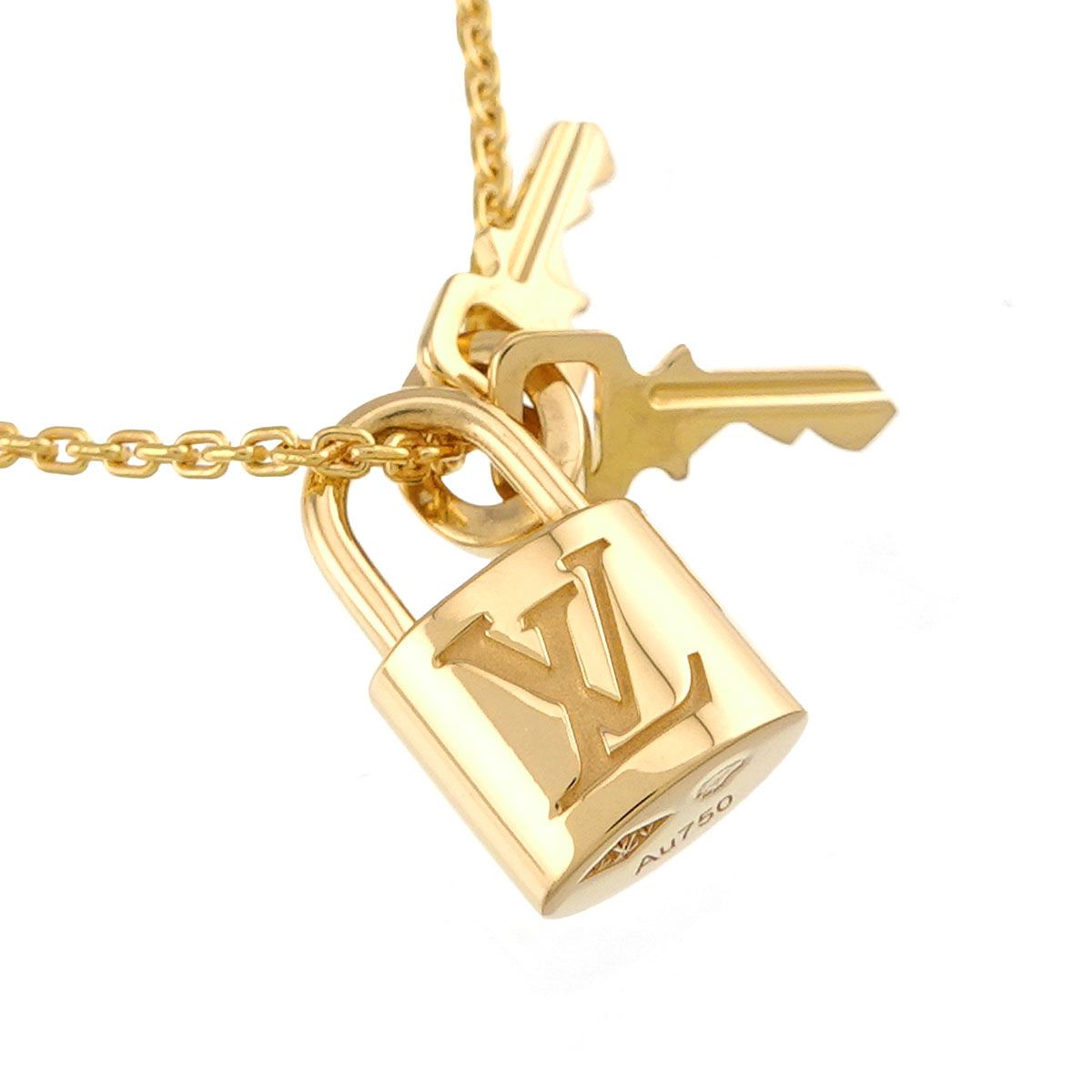 Louis Vuitton Pendentif Lockit Necklace 50 cm 18k YG Yellow Gold — view 3