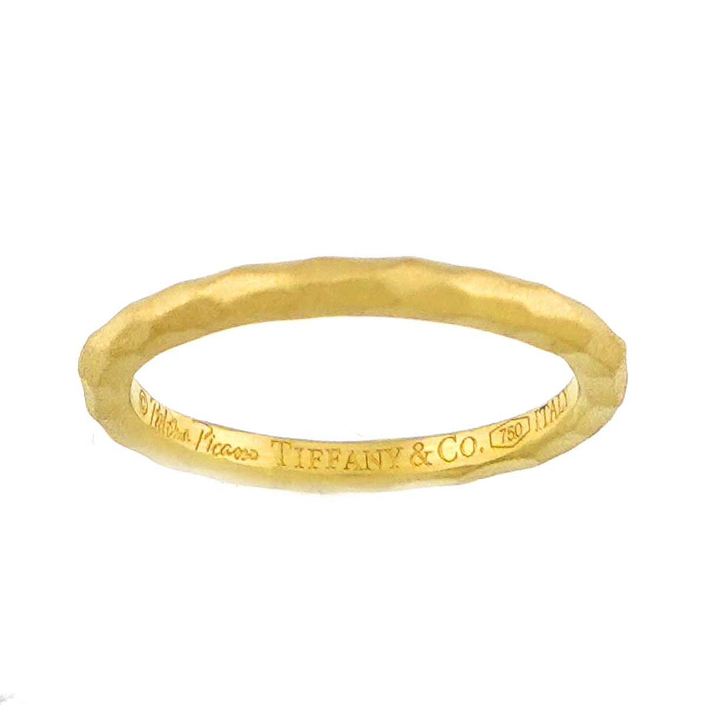 Tiffany & Co Milgrain Band Ring 18k YG Yellow Gold 750 Together — view 2