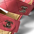 Chanel Kept Quilted Nunlock CC Logo Sandals 37c Pink Leather — view 7