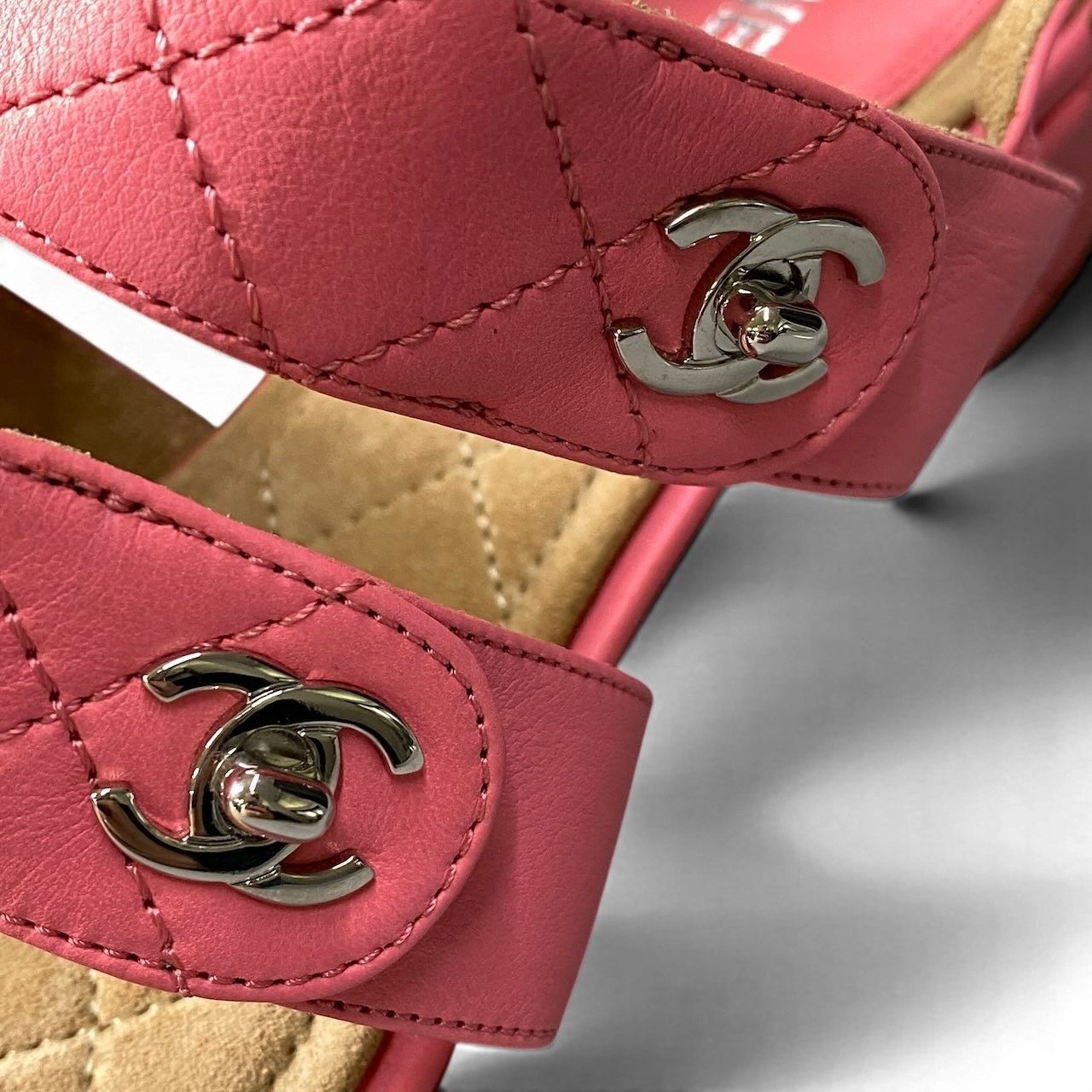 Chanel Kept Quilted Nunlock CC Logo Sandals 37c Pink Leather — view 7