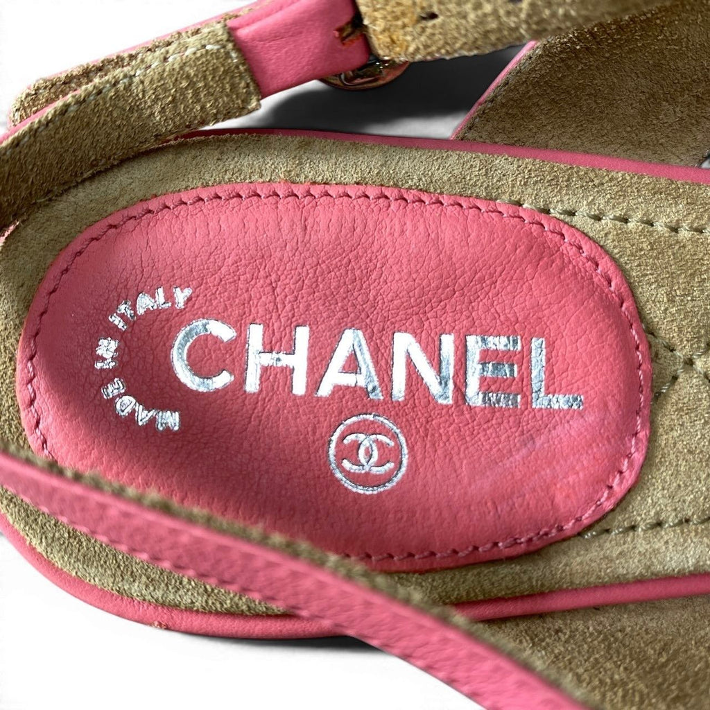 Chanel Kept Quilted Nunlock CC Logo Sandals 37c Pink Leather — view 8
