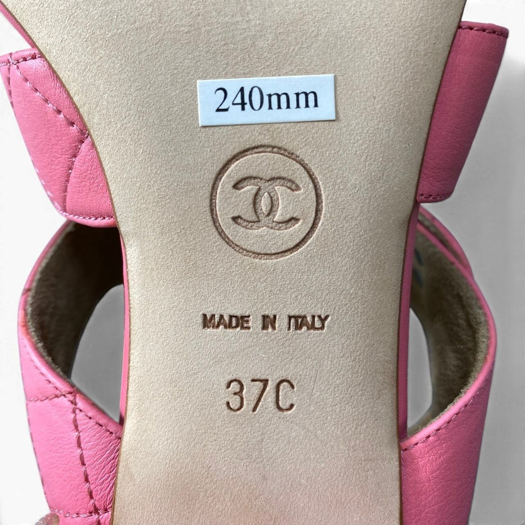 Chanel Kept Quilted Nunlock CC Logo Sandals 37c Pink Leather — view 9