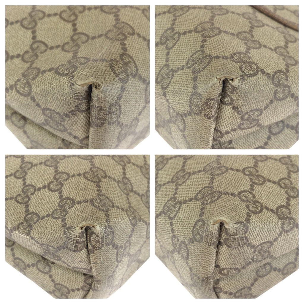 Gucci Vintage Sherry Line Beige Brown GG Supreme Canvas Leather Tote Shoulder — view 3