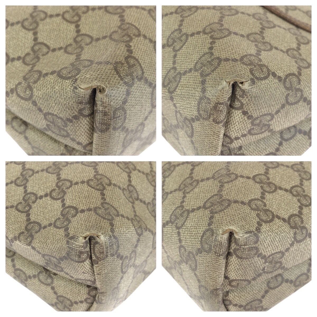 Gucci Vintage Sherry Line Beige Brown GG Supreme Canvas Leather Tote Shoulder — view 3