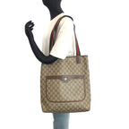 Gucci Vintage Sherry Line Beige Brown GG Supreme Canvas Leather Tote Shoulder — view 6