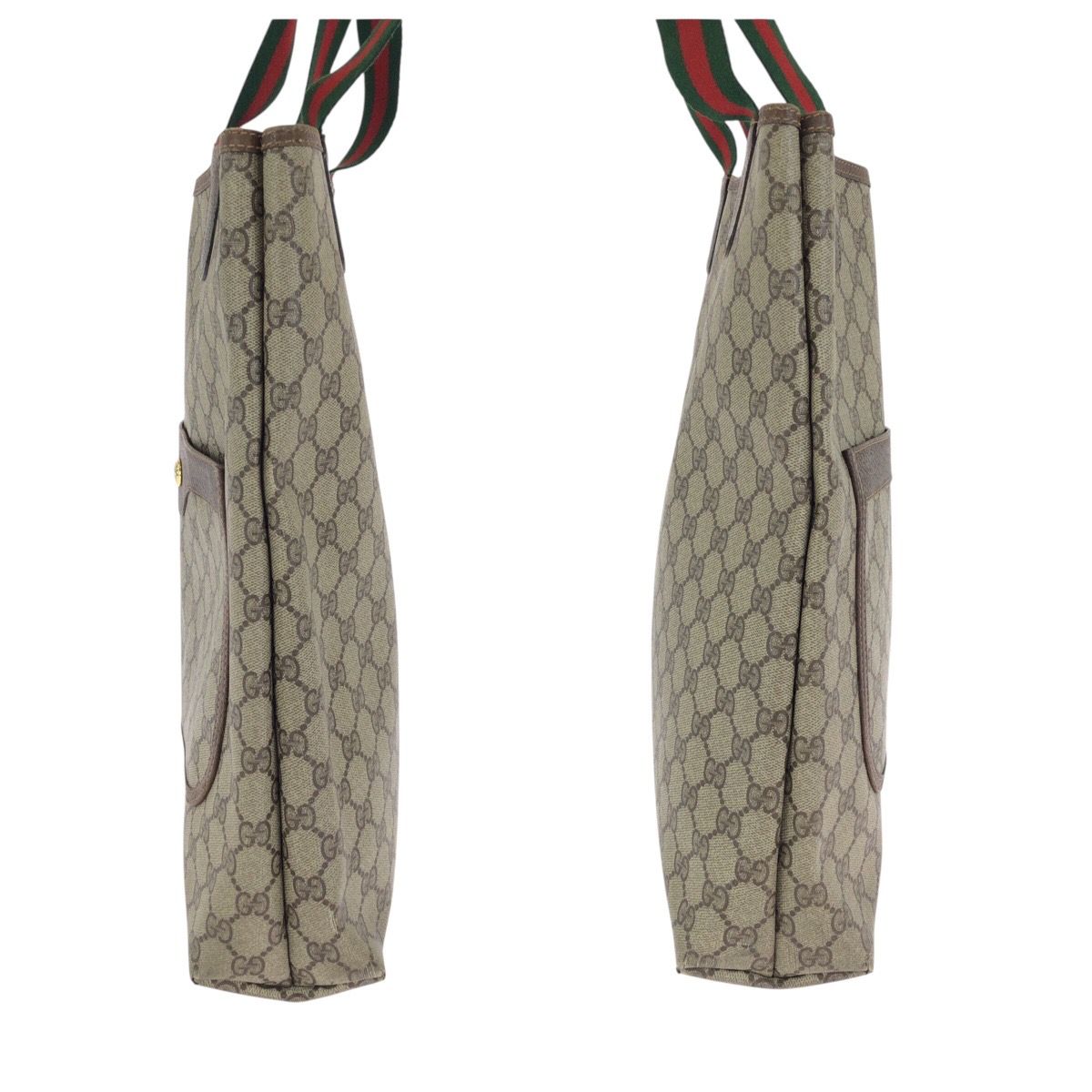 Gucci Vintage Sherry Line Beige Brown GG Supreme Canvas Leather Tote Shoulder — view 7