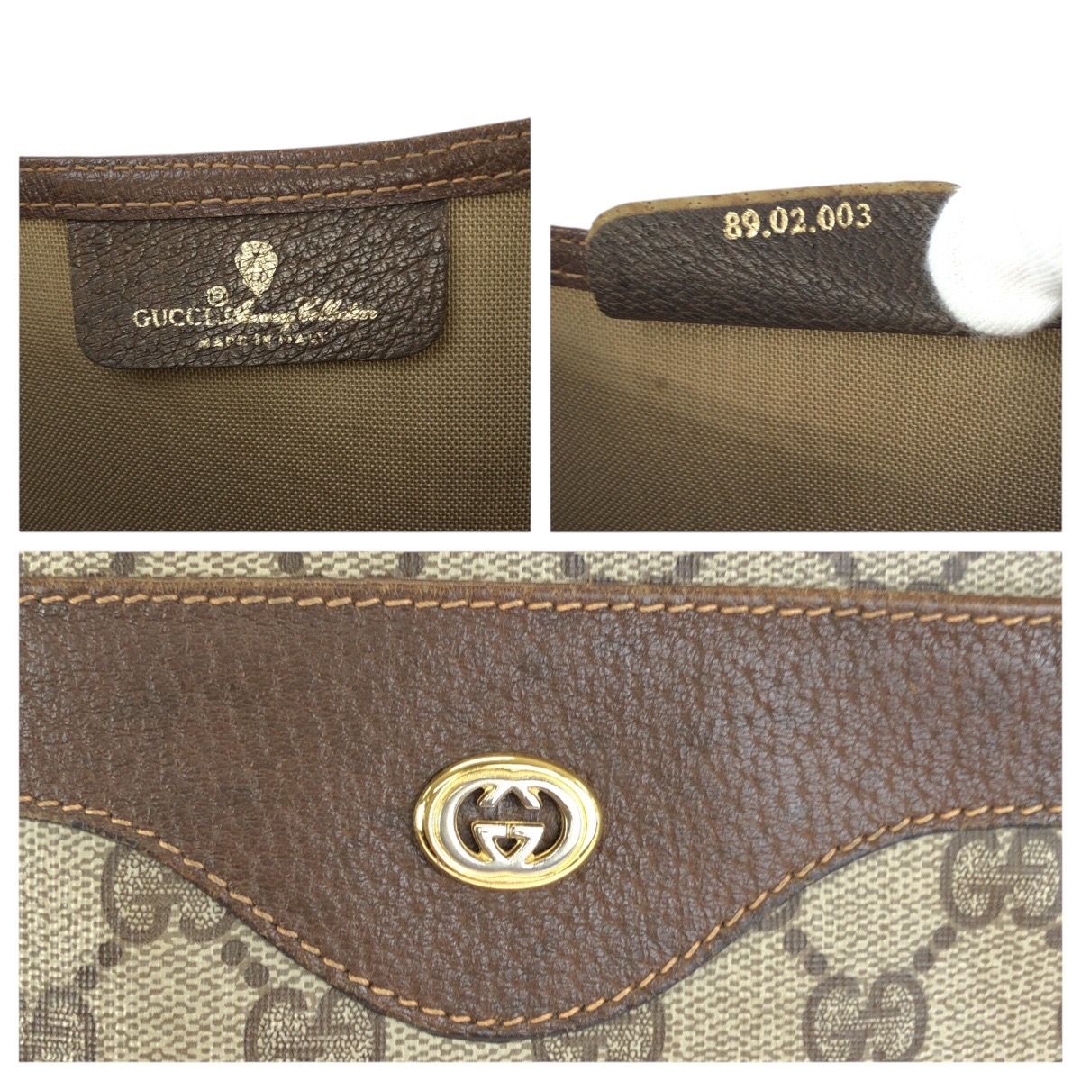 Gucci Vintage Sherry Line Beige Brown GG Supreme Canvas Leather Tote Shoulder — view 4