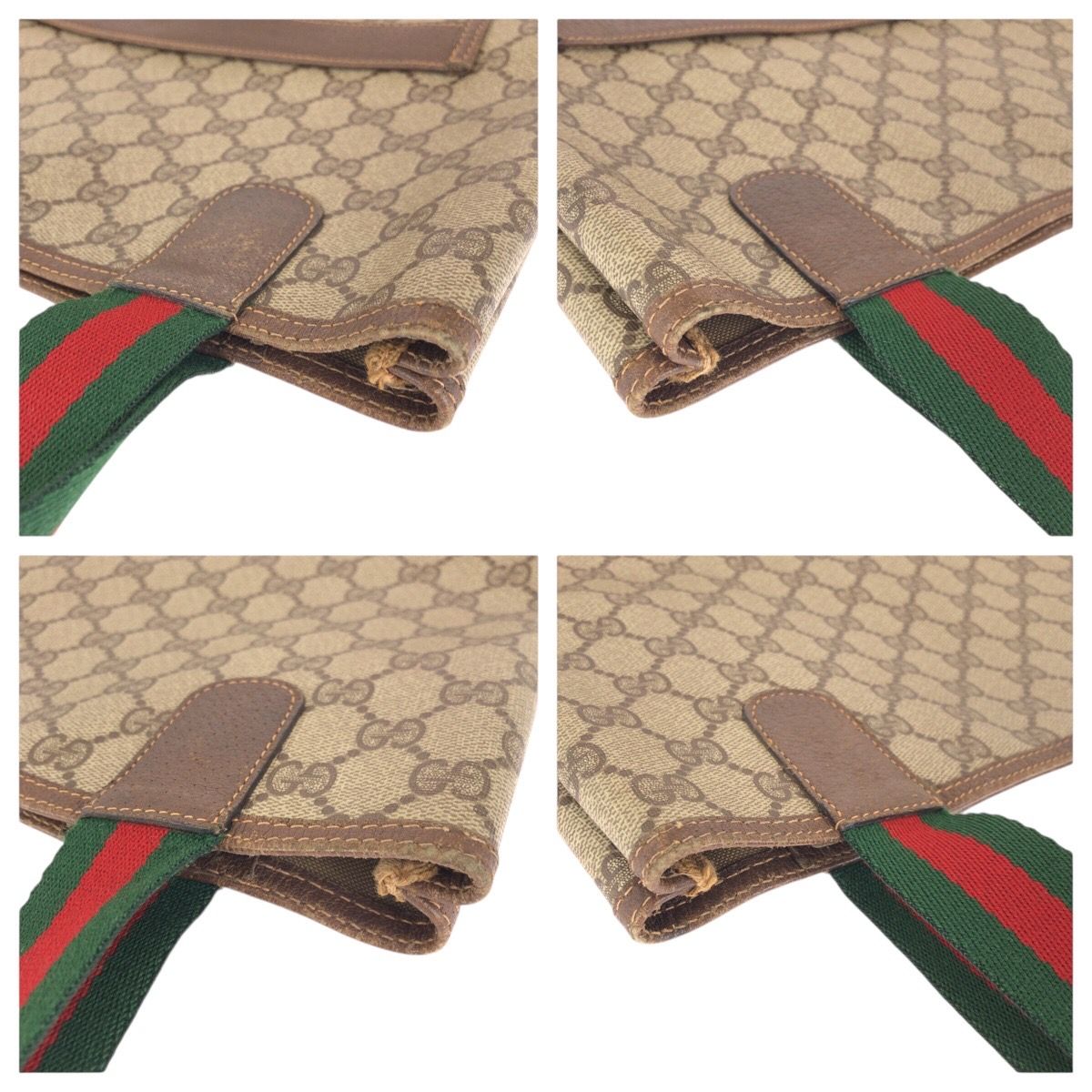 Gucci Vintage Sherry Line Beige Brown GG Supreme Canvas Leather Tote Shoulder — view 5