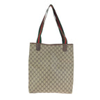 Gucci Vintage Sherry Line Beige Brown GG Supreme Canvas Leather Tote Shoulder — view 2