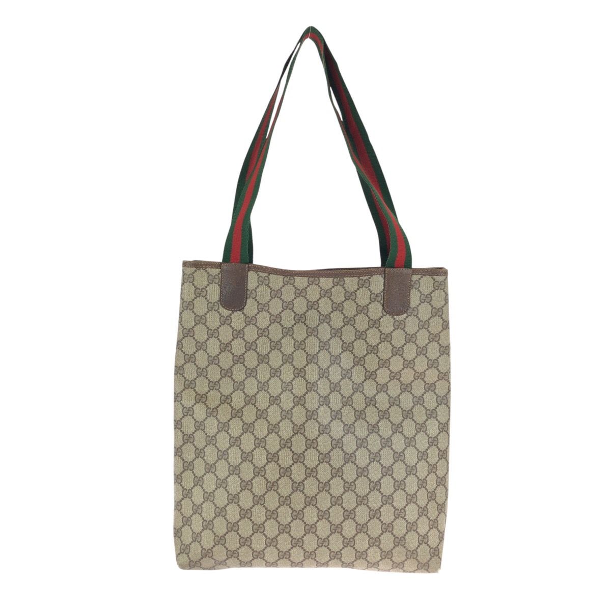 Gucci Vintage Sherry Line Beige Brown GG Supreme Canvas Leather Tote Shoulder — view 2