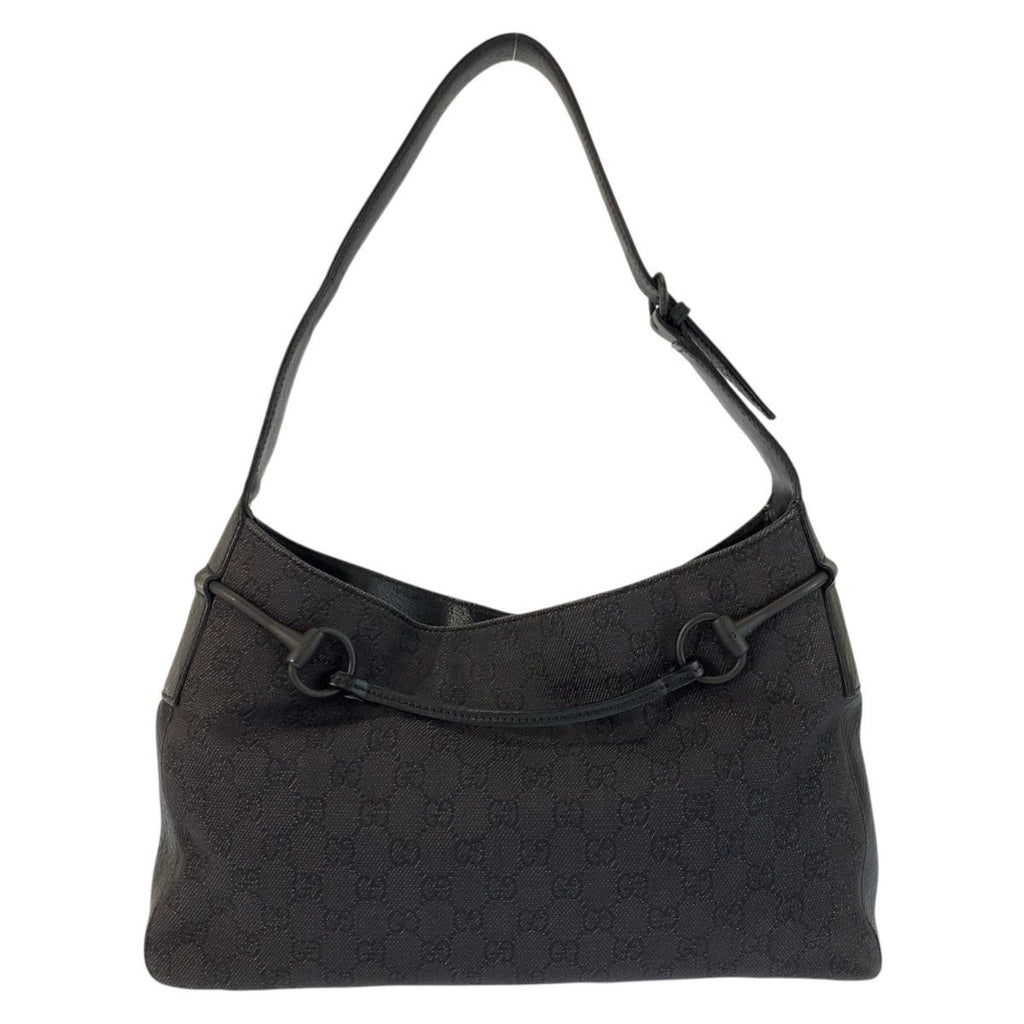 Gucci Black GG Canvas Leather Hobo Shoulder — view 2