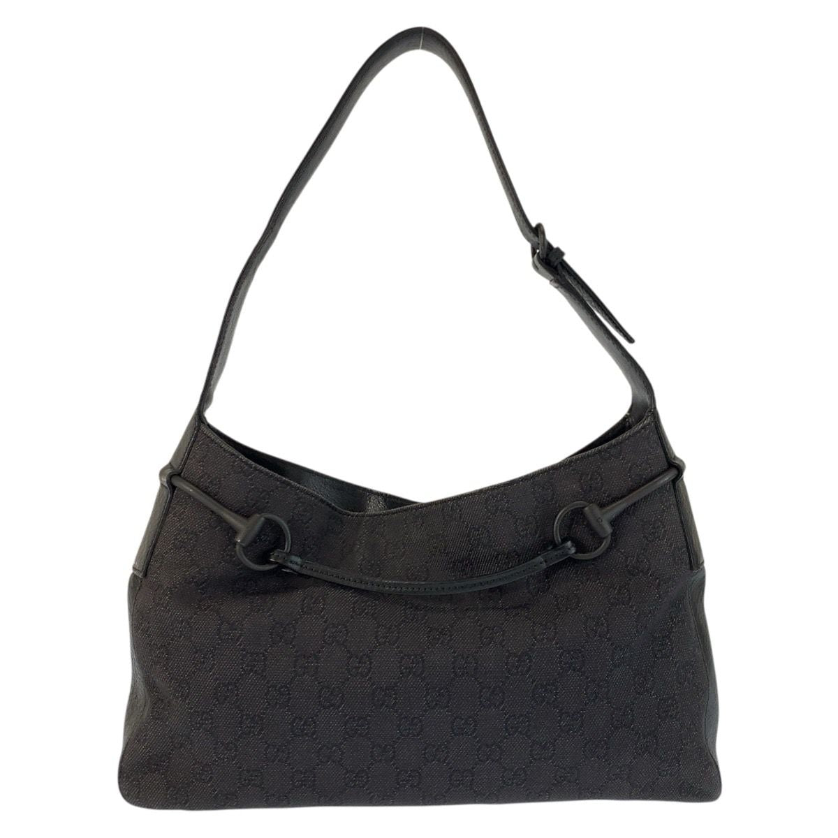 Gucci Black GG Canvas Leather Hobo Shoulder — view 2