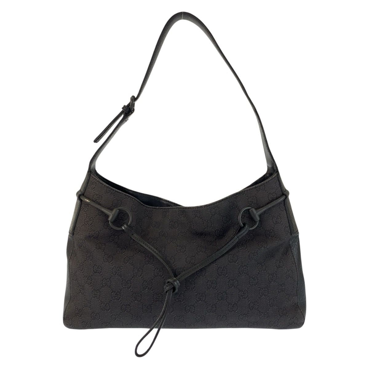 Gucci Black GG Canvas Leather Hobo Shoulder