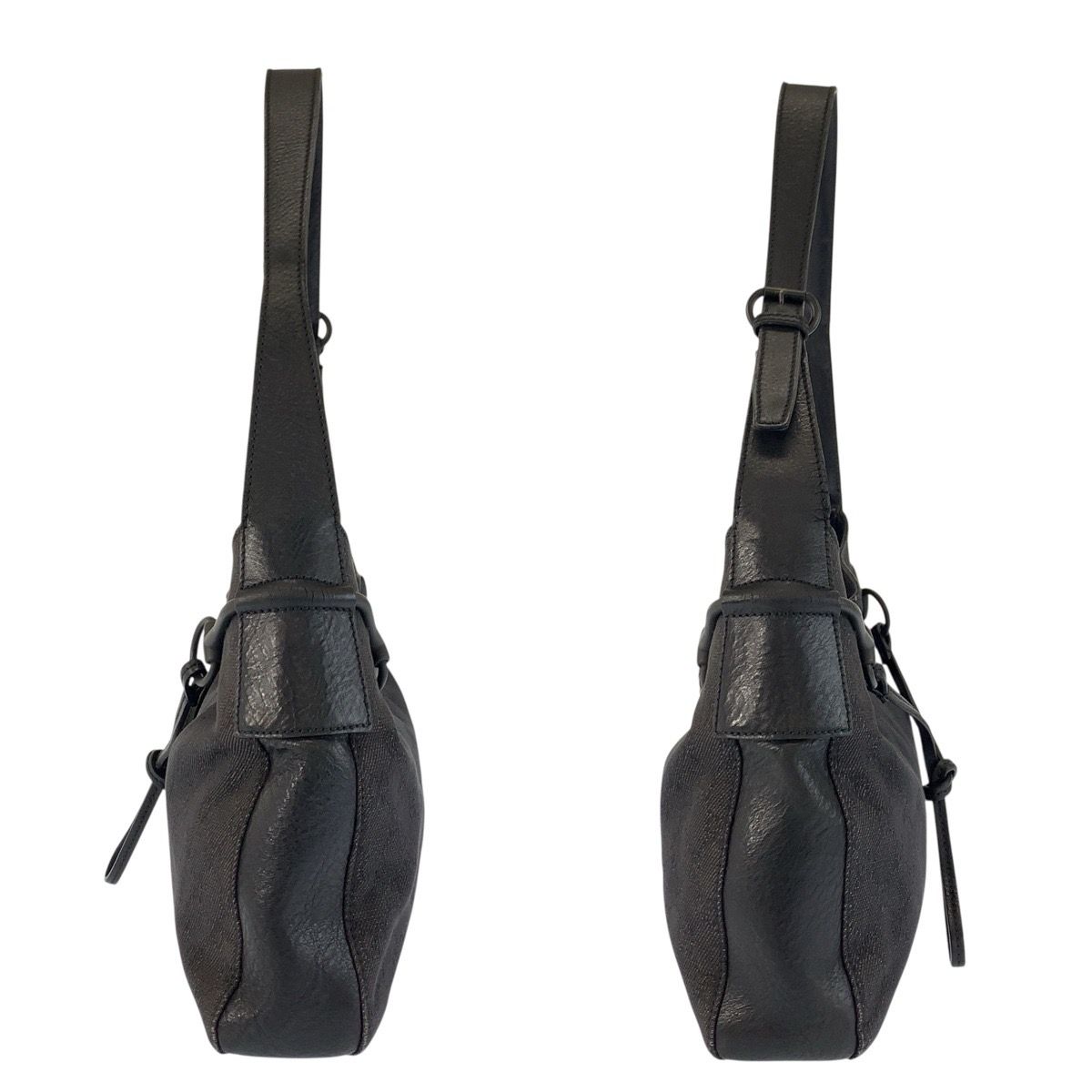 Gucci Black GG Canvas Leather Hobo Shoulder — view 8