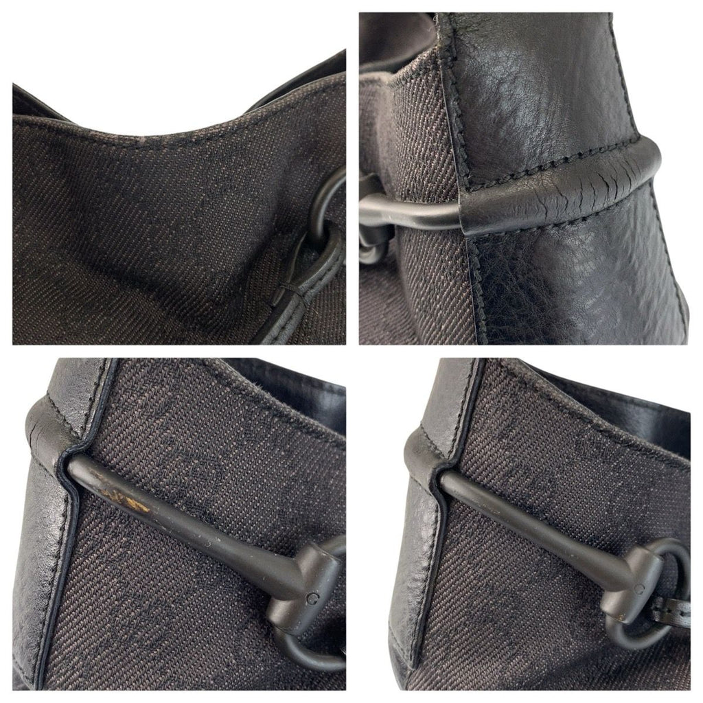 Gucci Black GG Canvas Leather Hobo Shoulder — view 5