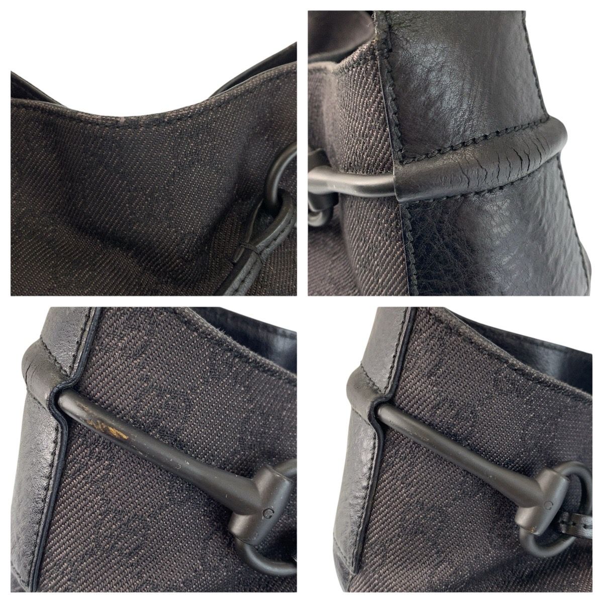 Gucci Black GG Canvas Leather Hobo Shoulder — view 5