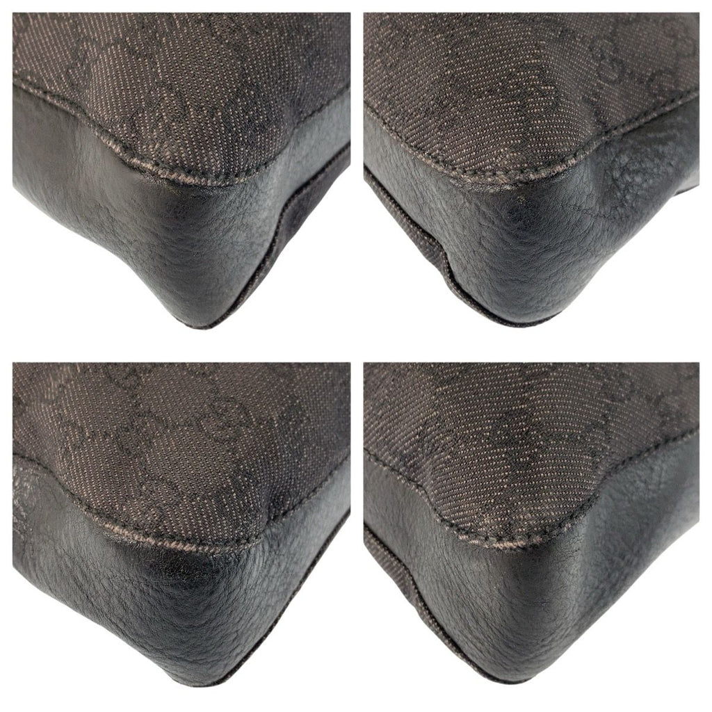 Gucci Black GG Canvas Leather Hobo Shoulder — view 4