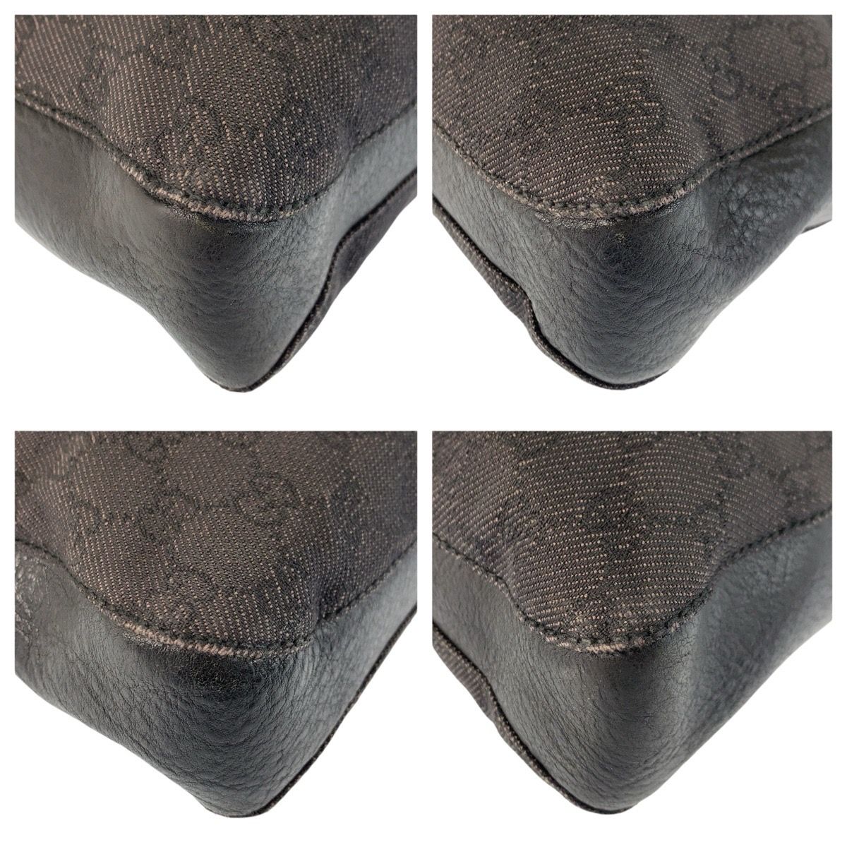 Gucci Black GG Canvas Leather Hobo Shoulder — view 4