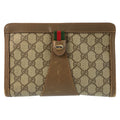 Gucci Vintage Sherry Line Beige GG Supreme Canvas Clutch