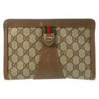 Gucci Vintage Sherry Line Beige GG Supreme Canvas Clutch