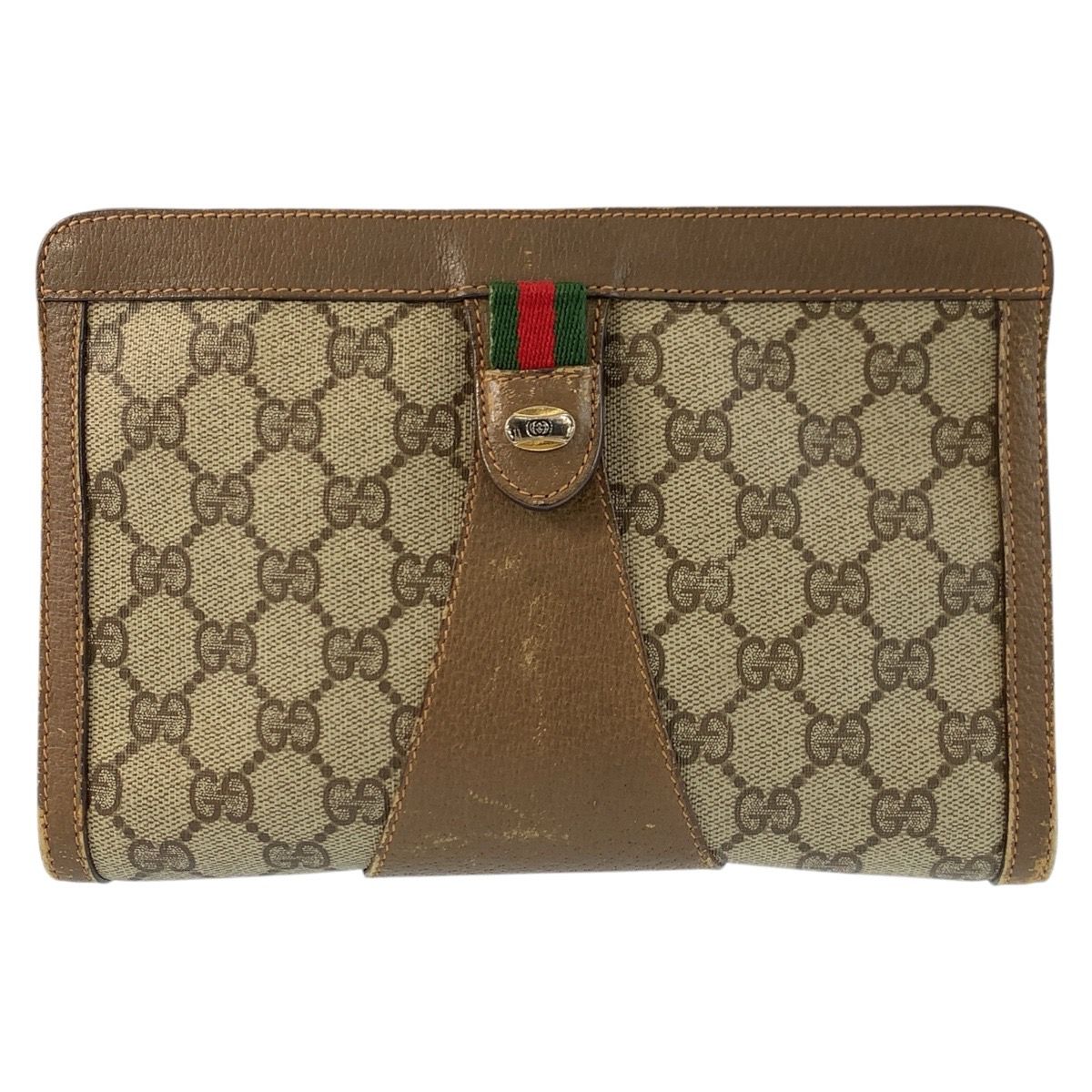 Gucci Vintage Sherry Line Beige GG Supreme Canvas Clutch