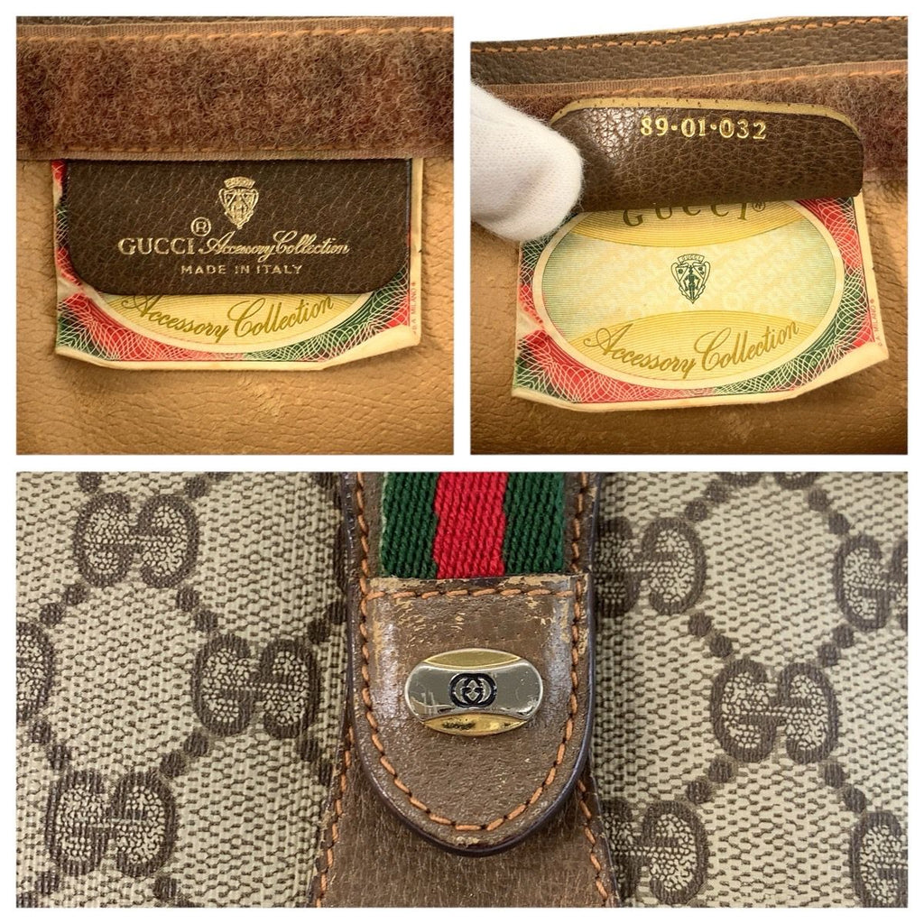 Gucci Vintage Sherry Line Beige GG Supreme Canvas Clutch — view 3